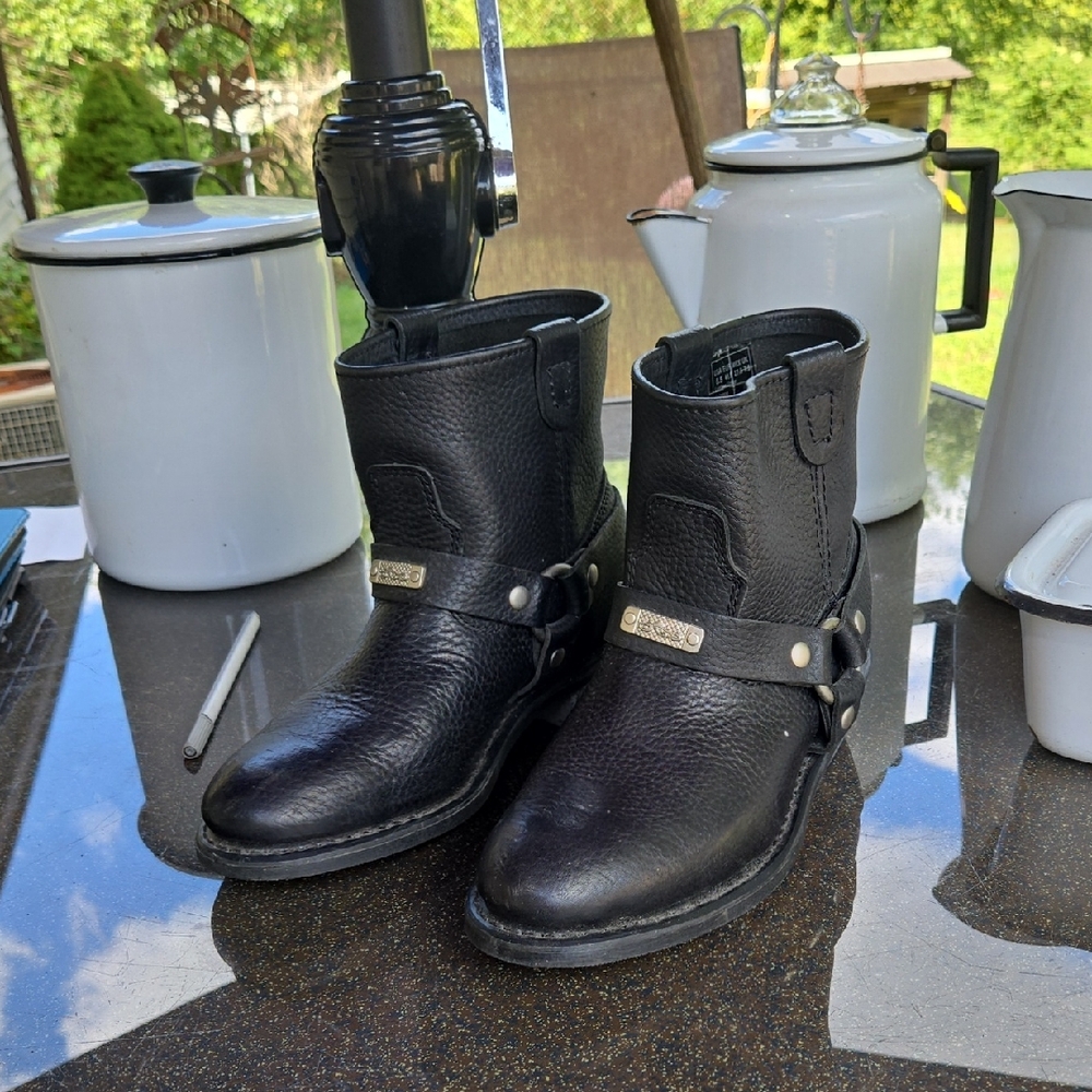 Black Leather Heeled Boots